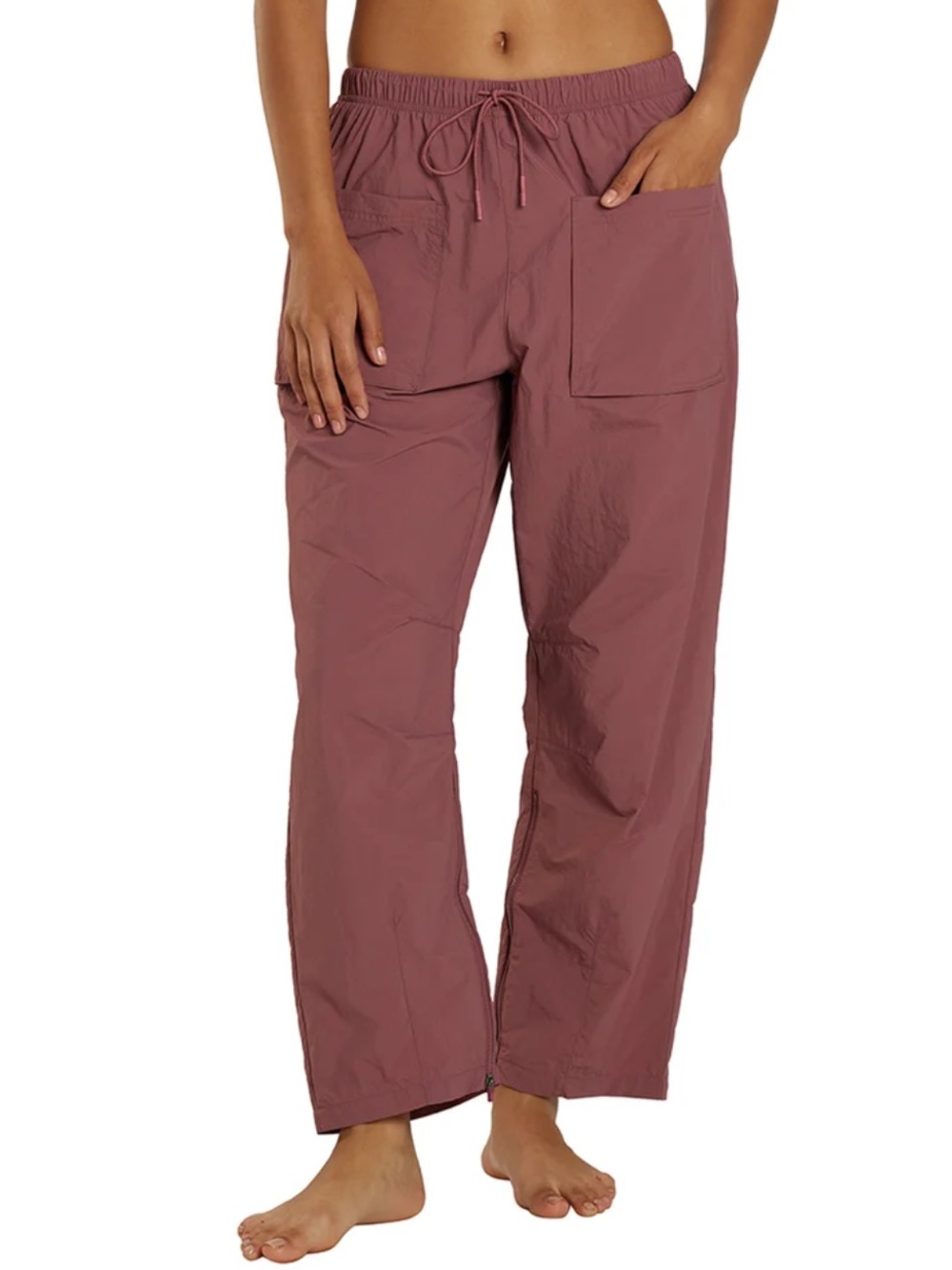 Free People Movement Fly By Night Pants Medium Mauve Pink Barrel Crop Baggy - Picture 3 of 15